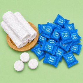 Komprimierte Handtuchtabletten mit Logo bedrucken lasse...
